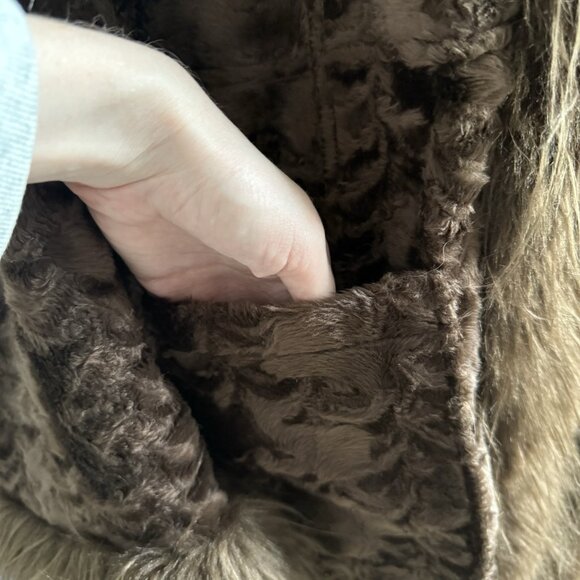 VTG Mixit Penny Lane Coat Sz Large Faux Fur Trim Y2K 90s Boho Jacket Mob Wife - Picture 5 of 16